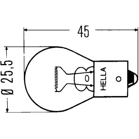 Hella 12V P21W BA15s Bulb   Single