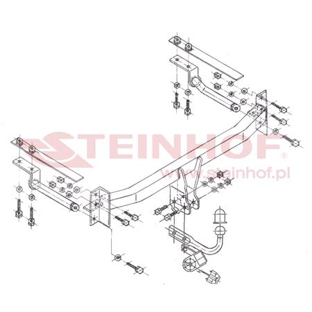 Steinhof Towbar (fixed with 2 bolts) for Mazda 626 Mk V Estate, 1998 2002