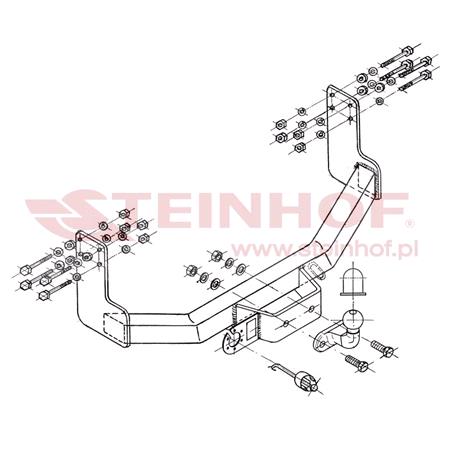 Steinhof Forged Towbar (fixed with 2 bolts) for Volkswagen LT Mk II van, 1996 2006