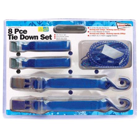 8 piece Tie Down Kit with Luggage Elastics