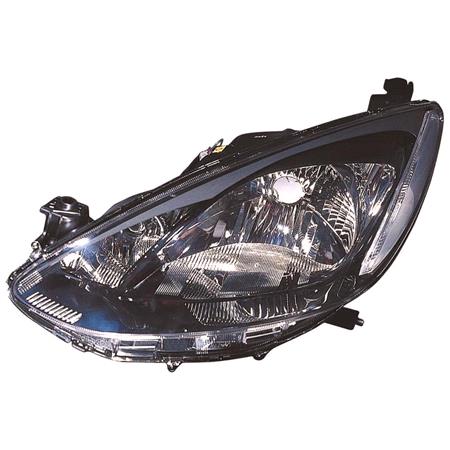 Left Headlamp (Halogen, Takes H4 Bulb, Manual Adjustment) for Mazda 2 2008 2011