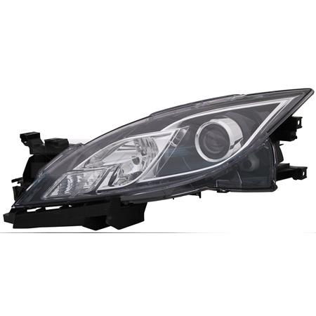 Left Headlamp (Halogen, Takes H11 / H9 Bulbs,  With Black Bezel, Supplied Without Motor) for Mazda 6 2008 2010