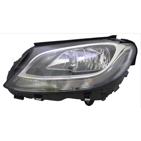 Left Headlamp (Halogen, Takes H7 / H7 Bulbs, With LED DRL, Supplied With Motor) for Mercedes C CLASS 2013 on