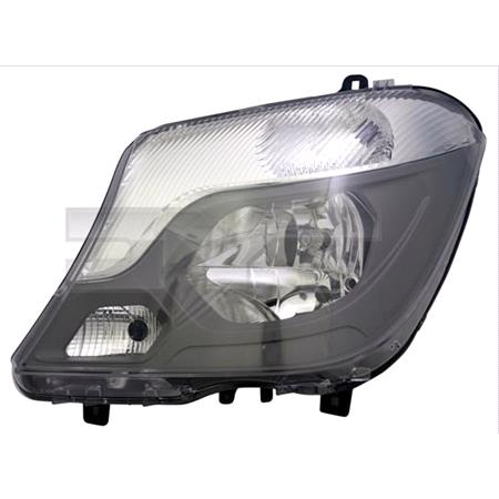 Left Headlamp (Halogen, Black Bezel, Takes H7 / H7 Bulbs, Supplied With Motor, Original Equipment) for Mercedes SPRINTER 5 t Bus 2014 on