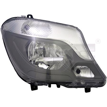 Right Headlamp (Halogen, Black Bezel, Takes H7 / H7 Bulbs, Supplied With Motor, Original Equipment) for Mercedes SPRINTER 5 t Bus 2014 on