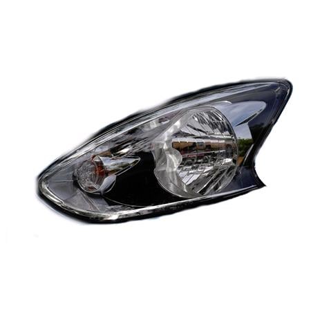 Left Headlamp (Halogen, Black Bezel, Takes H4 Bulb, Supplied With Motor) for Nissan MICRA IV 2013 on