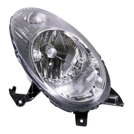 Right Headlamp (Electric Adjustment, Silver Bezel, Supplied Without Motor) for Nissan MICRA 2003 2005
