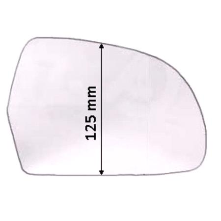Right Stick On Wing Mirror Glass (for 125mm tall mirrors   see images) for AUDI A8, 2008 2010, Please measure at the centre of glass to ensure its 125mm, otherwise this glass may not fit