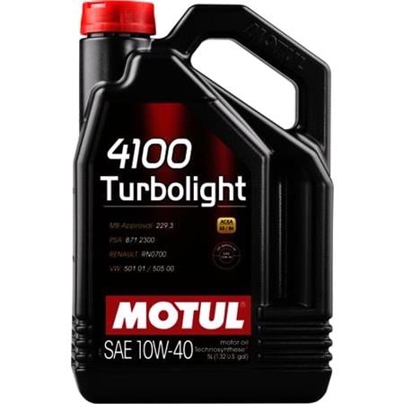 MOTUL 4100 Turbolight 10W 40 A3/B4 Engine Oil   5 Litre