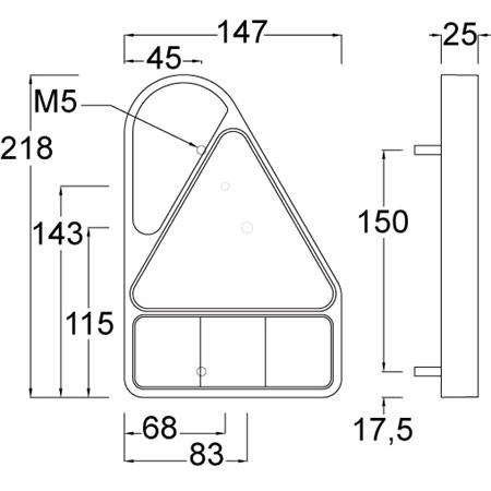 MAYPOLE 10 30V LED Left Hand Triangle Rear Combination Lamp