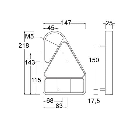 MAYPOLE 10 30V LED Right Hand Triangle Rear Combination Lamp