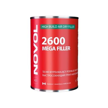 Novol N Range Mega Filler 2600, High Build Air Dry Acrylic Filler 4+1 White, 800ml; Requires 200ml Hardener