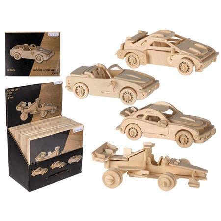 Cars 3D Puzzle Natural Wood   3 Puzzles
