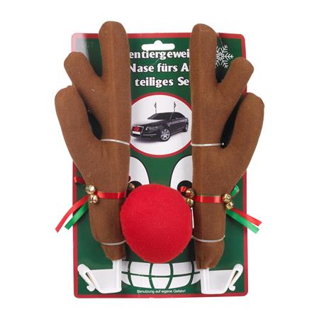 Reindeer Antlers Car Set   Comes with 2 Antlers and a Red Nose