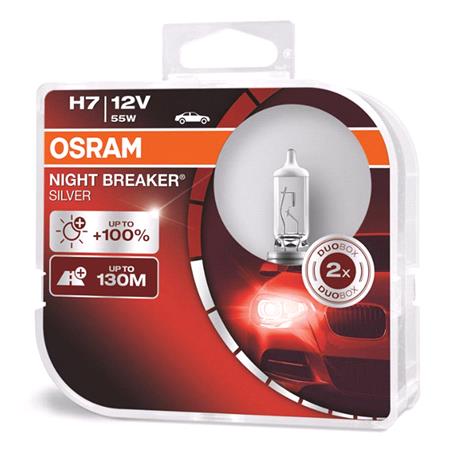 Osram Night Breaker Silver 12V 55W H7 +100% Brighter Bulb   Twin Pack