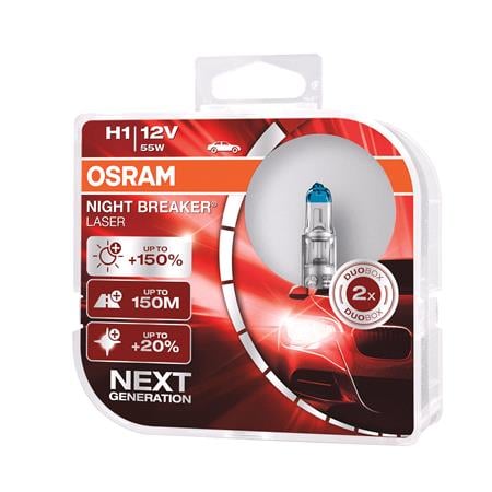 Osram 12V 55W Night Breaker Laser H1 Bulbs   150% Brighter   Twin Pack