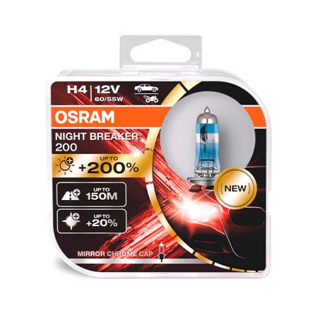 Osram Night Breaker Laser 12V 60/55W H4 +200% Brighter Bulb   Twin Pack