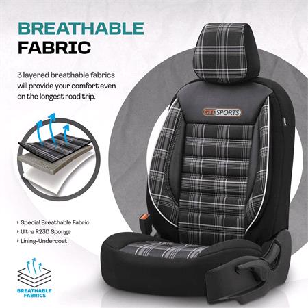 Premium GTI SPORT Car Seat Covers Black & White For Vauxhall COMBO Mk IV 2018 Onwards