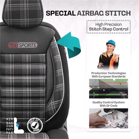 Premium GTI SPORT Car Seat Covers Black & White For Vauxhall COMBO Mk IV 2018 Onwards