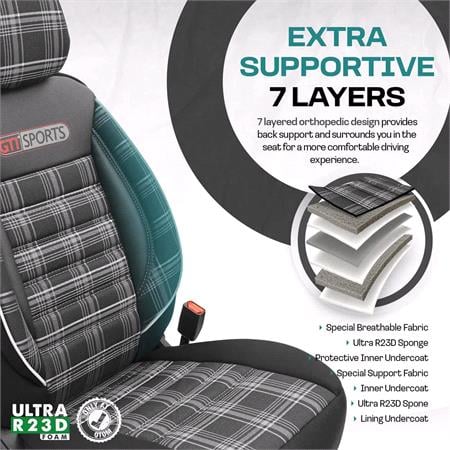 Premium GTI SPORT Car Seat Covers Black & White For Vauxhall COMBO Mk IV 2018 Onwards