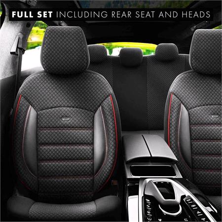 Premium Cotton Leather Car Seat Covers SPORT PLUS LINE   Black Red For Vauxhall VECTRA 1995 2002