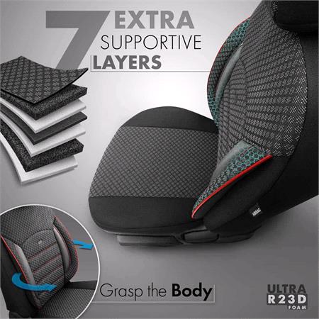 Premium Cotton Leather Car Seat Covers SPORT PLUS LINE   Black Red For Vauxhall VECTRA 1995 2002