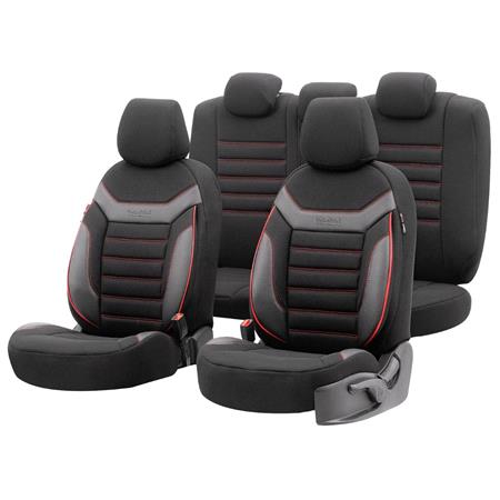 Premium Lacoste Leather Car Seat Covers INDIVIDUAL SERIES   Black Red For Volvo FM 2005 Onwards