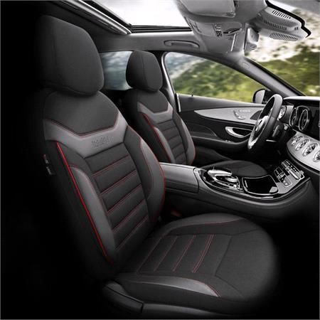 Premium Lacoste Leather Car Seat Covers INDIVIDUAL SERIES   Black Red For Dacia DOKKER Pickup 2018 Onwards