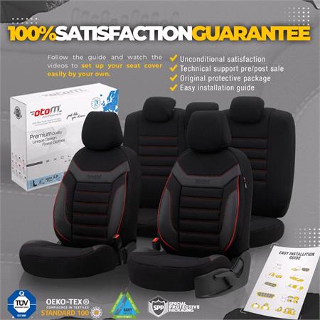 Premium Lacoste Leather Car Seat Covers INDIVIDUAL SERIES   Black Red For Mitsubishi MIRAGE Hatchback 1991 2003