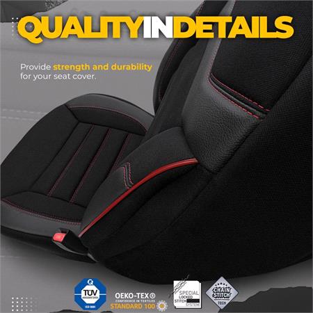 Premium Lacoste Leather Car Seat Covers INDIVIDUAL SERIES   Black Red For Mitsubishi MIRAGE Saloon 1995 2003