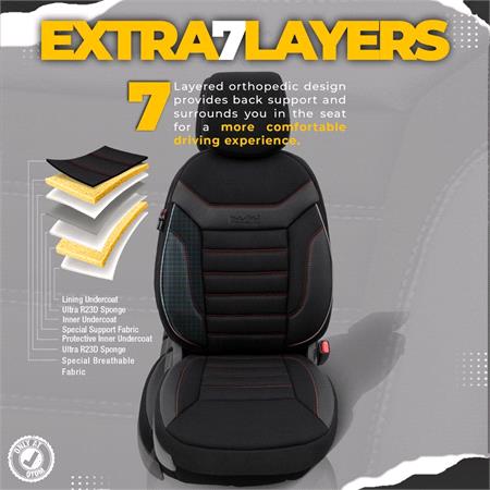 OTOM INDIVIDUAL SERIES UNIVERSAL SIZE CAR SEAT COVER   Black Red