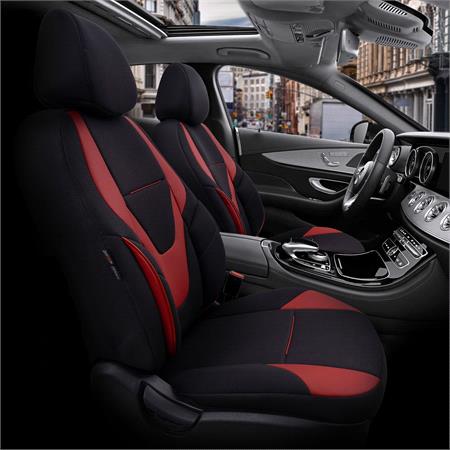 Boost Premium Cotton Leather Car Seat Covers   Black and Red For Nissan ALMERA Mk II Saloon 2000 2006