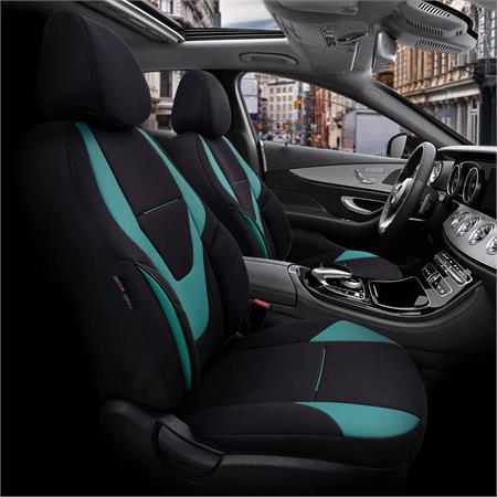 Boost Premium Cotton Leather Car Seat Covers   Black and Turquoise For Nissan ALMERA Mk II Saloon 2000 2006
