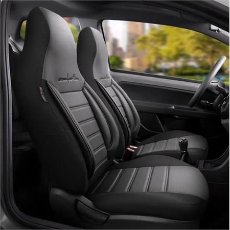 COMFORTLINE CITY Artificial Leather Car Seat Covers with Non Removable Front Headrests   Black and Grey For Nissan ALMERA Mk II Saloon 2000 2006