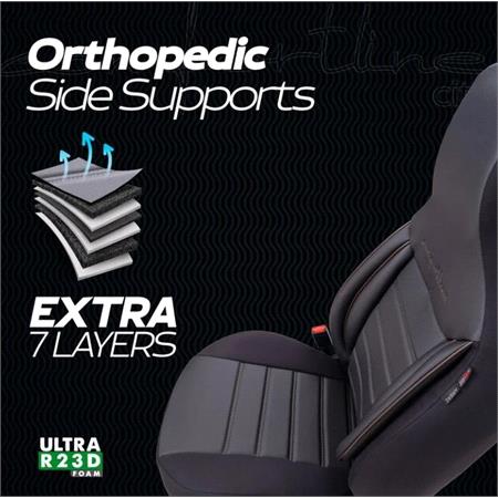 COMFORTLINE CITY Artificial Leather Car Seat Covers with Non Removable Front Headrests   Black and Grey For Nissan ALMERA Mk II Saloon 2000 2006