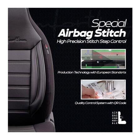 COMFORTLINE CITY Artificial Leather Car Seat Covers with Non Removable Front Headrests   Black and Grey For Nissan ALMERA Mk II Saloon 2000 2006