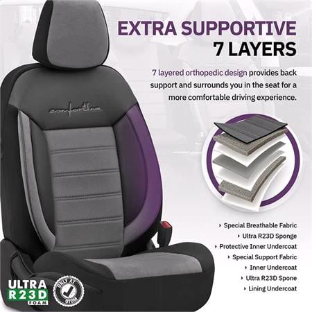 Premium Fabric Car Seat Covers COMFORTLINE   Grey Black For Kia PICANTO 2017 Onwards