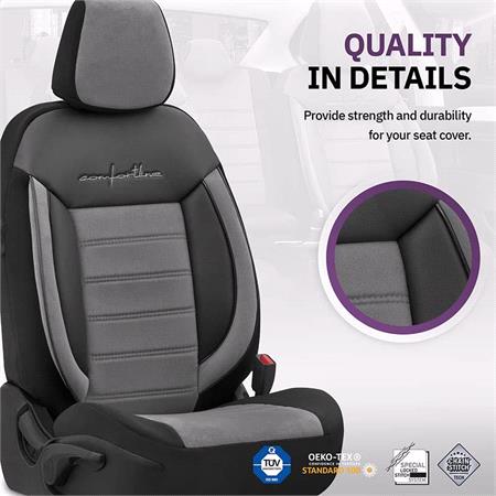 Premium Fabric Car Seat Covers COMFORTLINE   Grey Black For Kia PICANTO 2017 Onwards