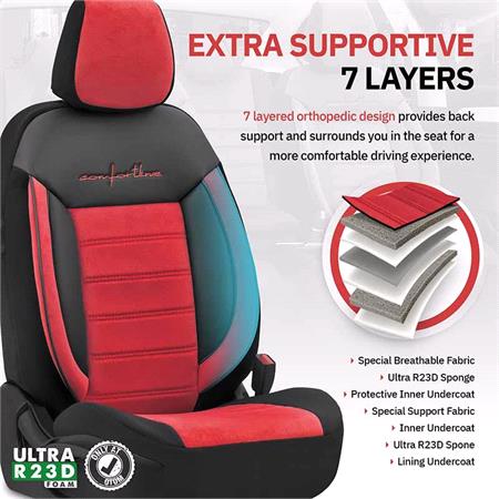 Premium Fabric Car Seat Covers COMFORTLINE   Red For Dacia LOGAN MCV 2007 Onwards