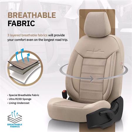 Premium Fabric Car Seat Covers COMFORTLINE   Beige For Audi A3 3 Door 2003 2012   Not for S Line Seats