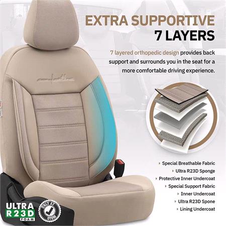 Premium Fabric Car Seat Covers COMFORTLINE   Beige Black For Mazda CX 5 2016 Onwards