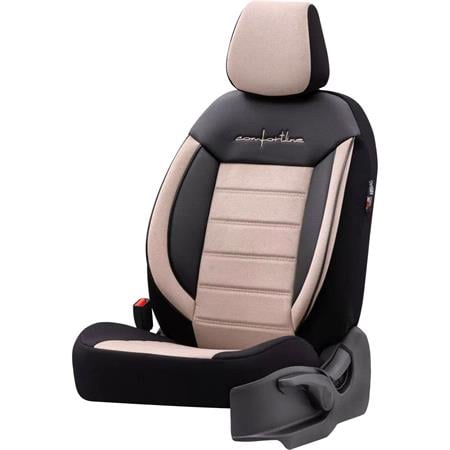 Premium Fabric Car Seat Covers COMFORTLINE   Beige Black For Chevrolet KALOS Saloon 2005 2011