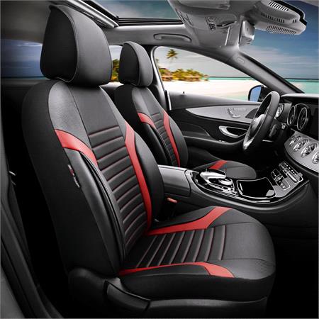 Coral Artificial Leather Car Seat Covers   Black and Red For Peugeot 106 Mk II 1996 2005