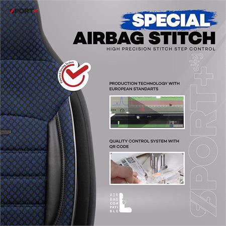 SPORT PLUS CITYBUG Car Seat Covers with Non Removable Headrests   Black and Blue For Nissan ALMERA Mk II Saloon 2000 2006