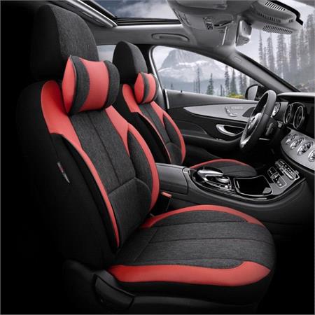 Premium Linen Car Seat Covers VOYAGER SERIES with 2 Neck Pillows   Red Black For Opel VECTRA C GTS 2002 2008