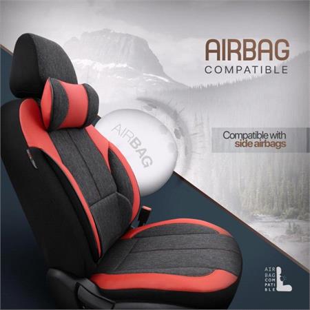 Premium Linen Car Seat Covers VOYAGER SERIES with 2 Neck Pillows   Red Black For Vauxhall MERIVA 2003 2010