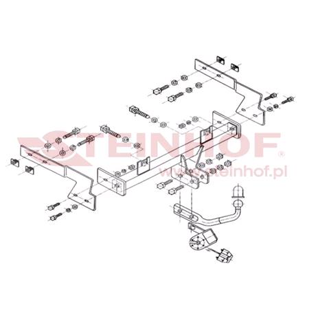 Steinhof Towbar (fixed with 2 bolts) for Peugeot 406 Estate, 1996 2004