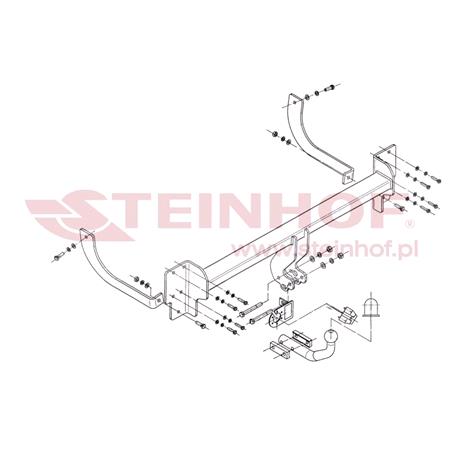 Steinhof Towbar (fixed with 2 bolts) for Peugeot 407 SW,  2004 to 2010