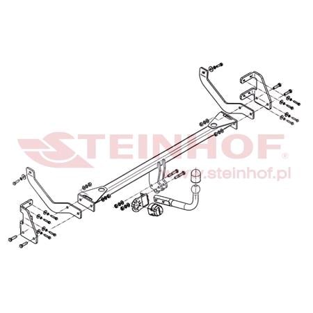 Steinhof Towbar (fixed with 2 bolts) for Peugeot 508, 2010 2014