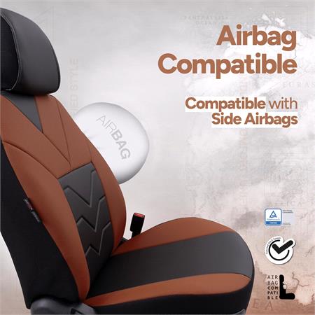 Pangea Artificial Leather Car Seat Covers   Black and Tobacco For Nissan ALMERA Mk II Saloon 2000 2006
